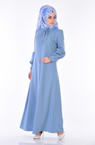 Blau Hijab Kleider 81427-07