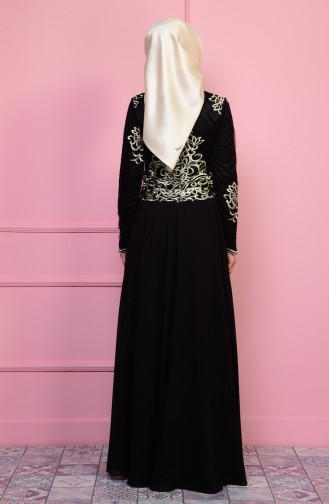 Black Hijab Evening Dress 7605-04