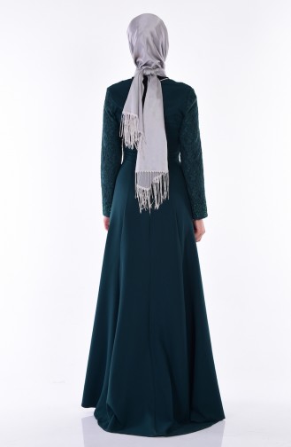 Emerald Green Hijab Evening Dress 3017-05