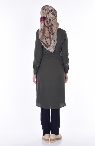 Belden Bağcıklı Düğmeli Tunik 4567-07 Haki Yeşil