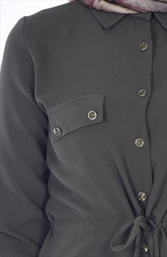 Belden Bağcıklı Düğmeli Tunik 4567-07 Haki Yeşil