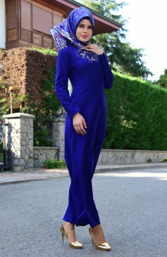 Saxe Hijab Dress 4087-08