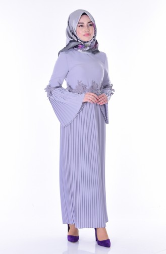 Grau Hijab Kleider 4123-06