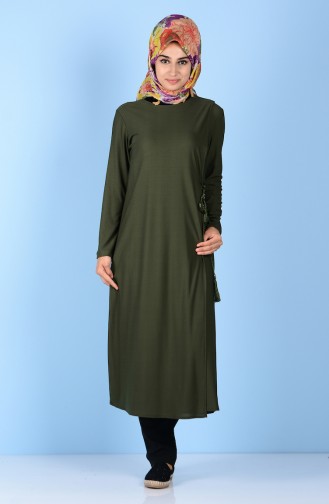 Abaya Lacet de côté 3080-01 Vert Khaki 3080-01
