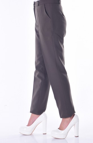Pantalon Simple avec Poches 5055-05 Vert Khaki 5055-05