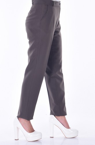 Pantalon Simple avec Poches 5055-05 Vert Khaki 5055-05