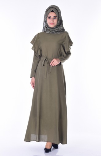 Khaki Hijab Dress 4161-04