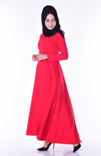 Red Hijab Dress 4055-26
