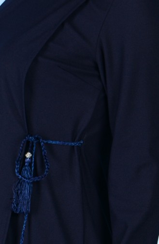 Abaya a Lacets de Côté 3080-03 Bleu Marine 3080-03