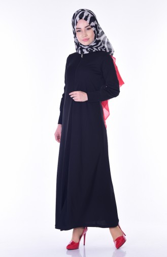 Fermuarlı Ferace 3042-01 Siyah