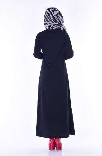 Abaya Fermeture a Glissiere 3042-01 Noir 3042-01