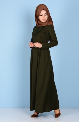 Khaki Hijab Dress 5061-06