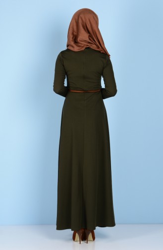 Khaki Hijab Dress 5061-06