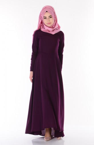 Plum Hijab Dress 4122A-09
