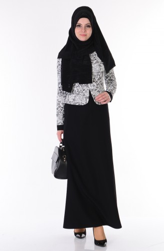 Schwarz Hijab Kleider 7131-01