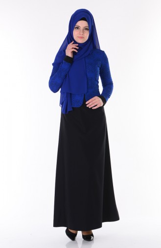 Robe 7131-04 Bleu Roi Noir 7131-04