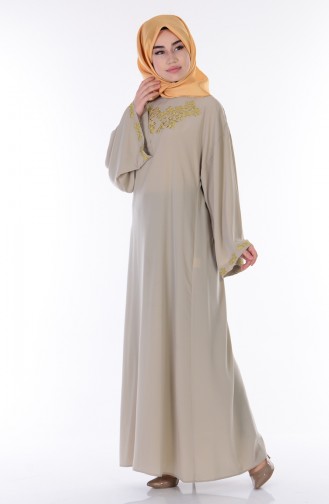 İşlemeli Abaya 7104-06 Taş