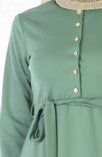 Düğme Detaylı Elbise 1112-06 Çağla Yeşil