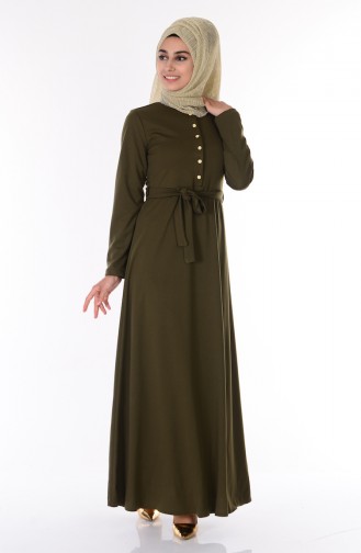 Khaki Hijab Dress 1112-08