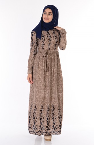Beige Hijab Dress 2039-05