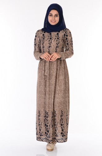 Beige Hijab Dress 2039-05