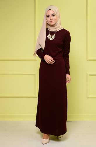 Claret Red Hijab Dress 3096-02
