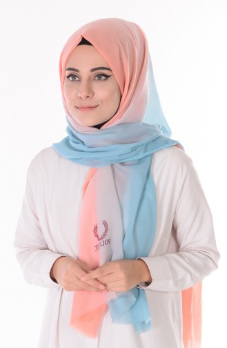 Châle Coton Dégradé 50289-06 Rose Bleu Clair 06