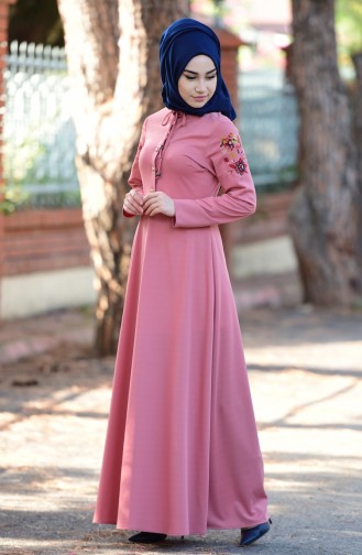 Dusty Rose Hijab Dress 8082-08