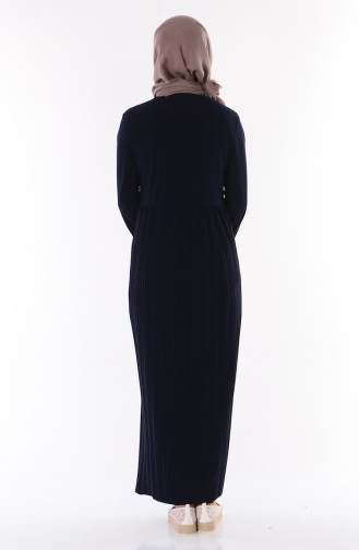 Nakışlı Elbise 0061-06 Lacivert