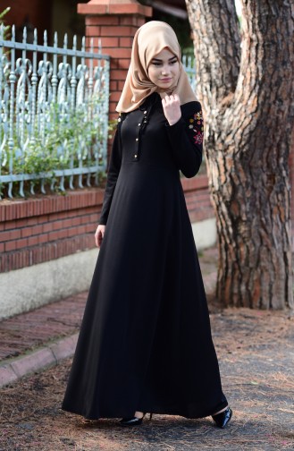 Black Hijab Dress 8082-01