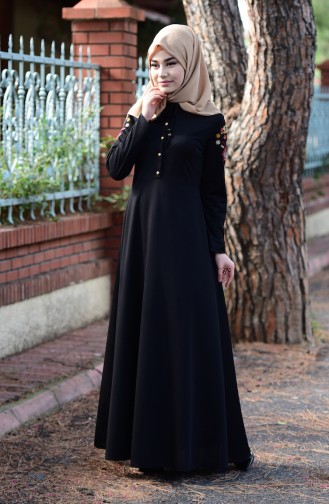 Black Hijab Dress 8082-01