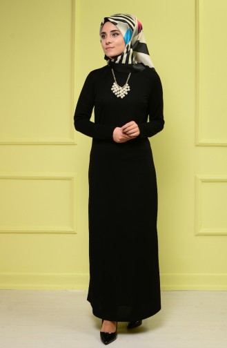 Black Hijab Dress 3096-06