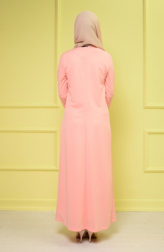 Salmon Hijab Dress 3096-07