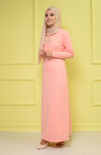 Salmon Hijab Dress 3096-07