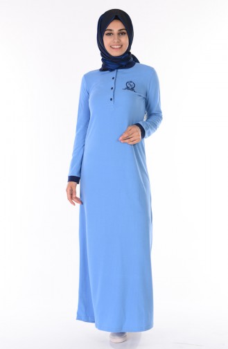Baby Blue Hijab Dress 2803-12