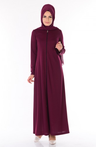 Abaya Fermeture a Glissiere 3035-08 Plum 3035-08