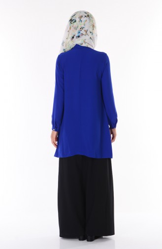 Blouse Col Cravate 1022-04 Bleu Roi 1022-04