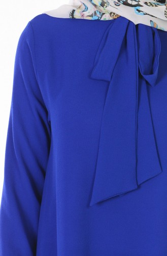 Blouse Col Cravate 1022-04 Bleu Roi 1022-04