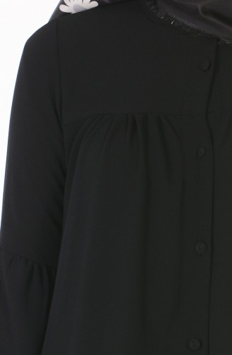 Düğmeli Krep Tunik 1021-01 Siyah