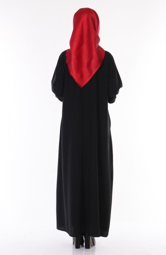 Abaya avec Poche et Fermeture 1004-01 Noir 1004-01