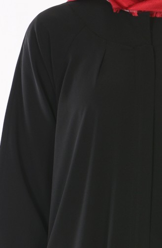 Abaya avec Poche et Fermeture 1004-01 Noir 1004-01
