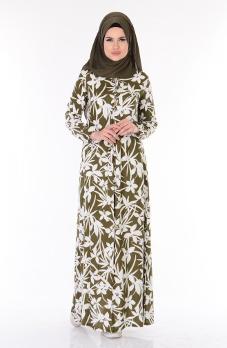Khaki Hijab Dress 1356-01