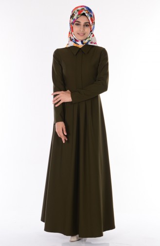 Khaki Hijab Dress 0110-02