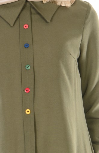 Düğmeli Tunik 1420-04 Haki Yeşil