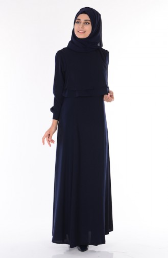 Navy Blue Hijab Dress 3105-01