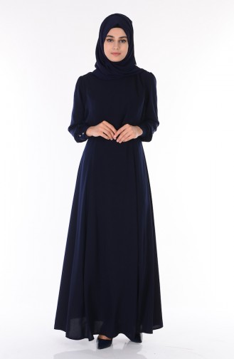 Dunkelblau Hijab Kleider 3105-01
