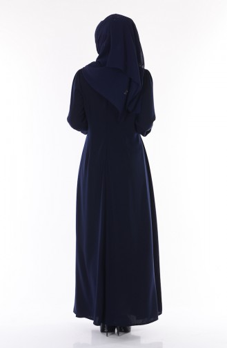 Navy Blue Hijab Dress 3105-01
