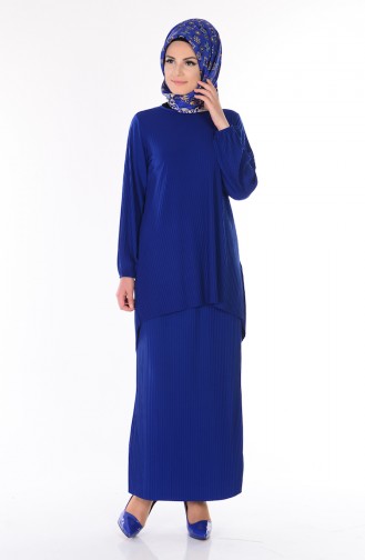 Etek Bluz İkili Takım 4169-03 Saks