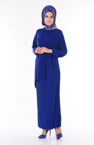 Etek Bluz İkili Takım 4169-03 Saks