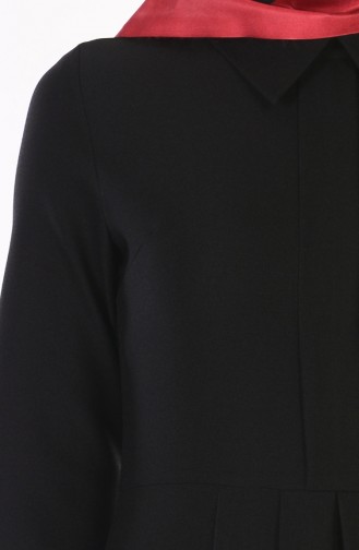 Gömlek Yaka Pileli Elbise 0110-03 Siyah